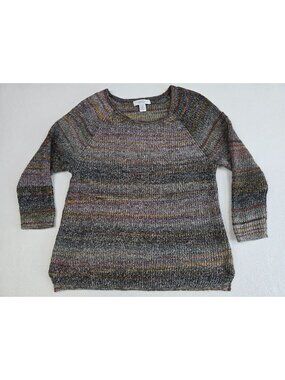 Christopher & Banks Petite Multicolor Striped Sweater PL Cotton Blend